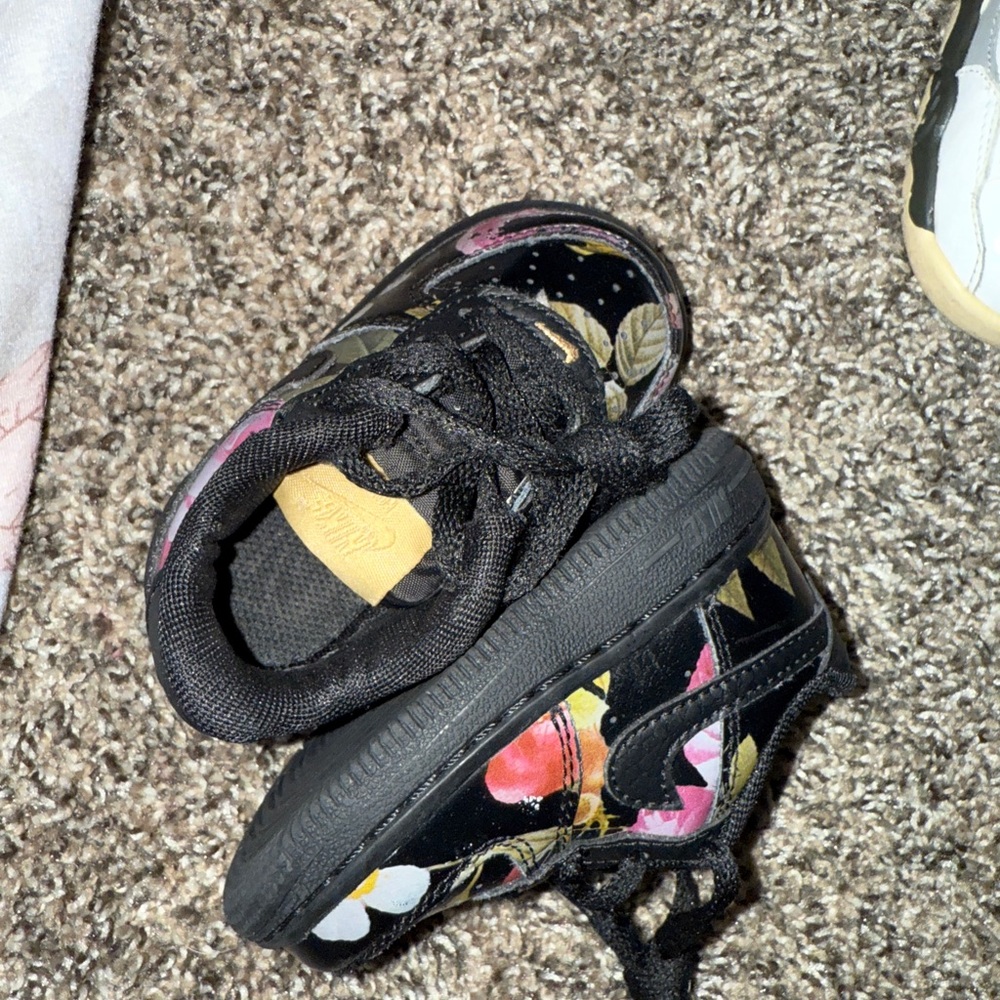Floral Black Kids Shoes